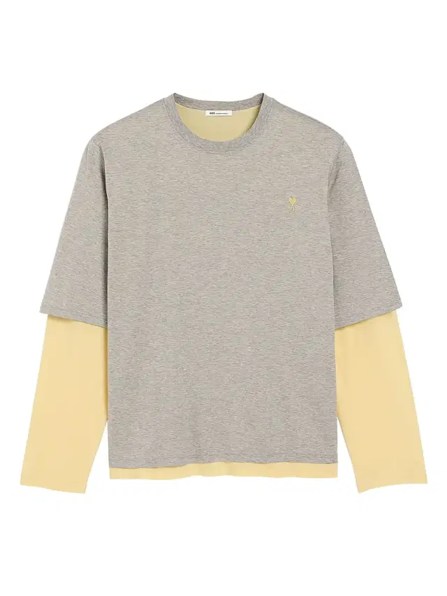 Men's Ami de Coeur Double-Layered Cotton T-Shirt - Gris Chine Clair Jaune