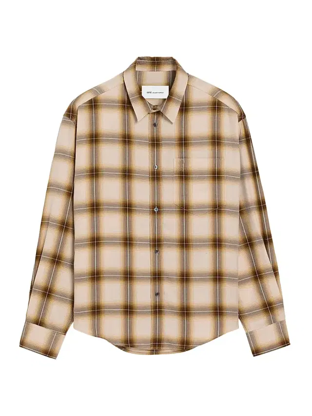 Men's Shadow-Plaid Boxy Shirt - Taupe Beige Caramel