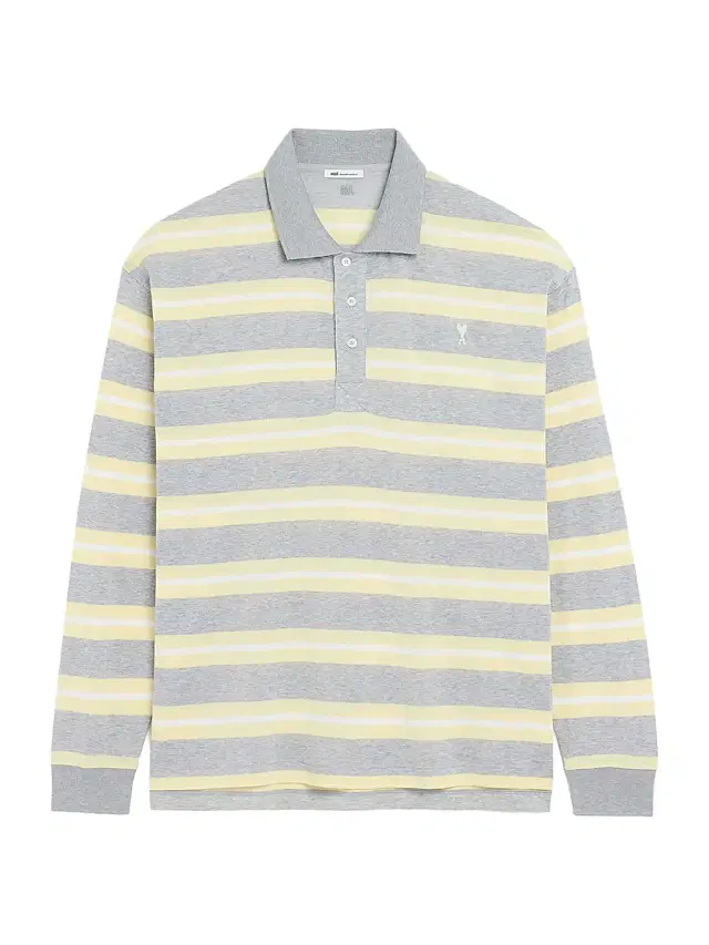 Men's Ami de Coeur Striped Polo Shirt - Gris Chine Jaune Blanc