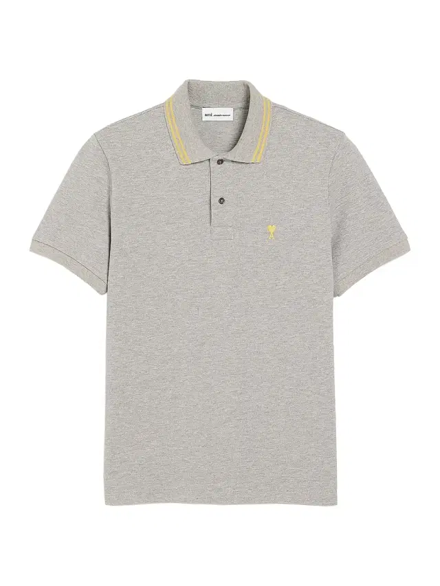 Men's Ami de Coeur Tipped Slim-Fit Polo Shirt - Gris Chine Clair Jaune