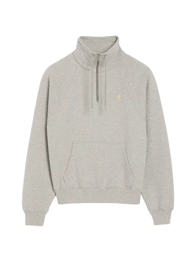 Men's Embroidered Ami de Coeur Quarter-Zip Sweatshirt - Gris Chine Clair
