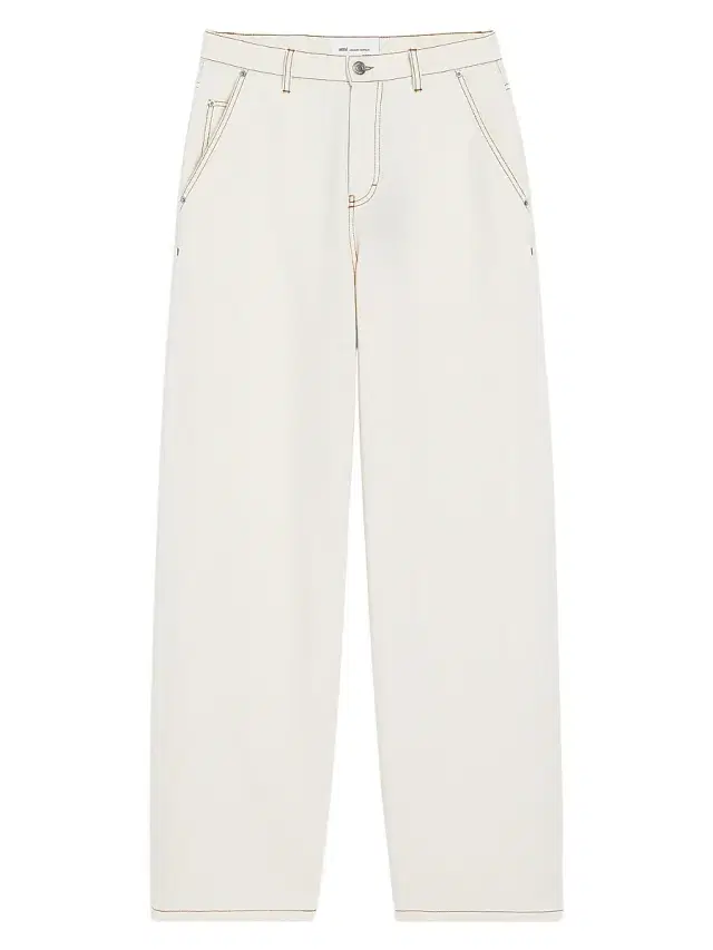 Men's Contrast-Topstitch Jeans - Blanc Creme