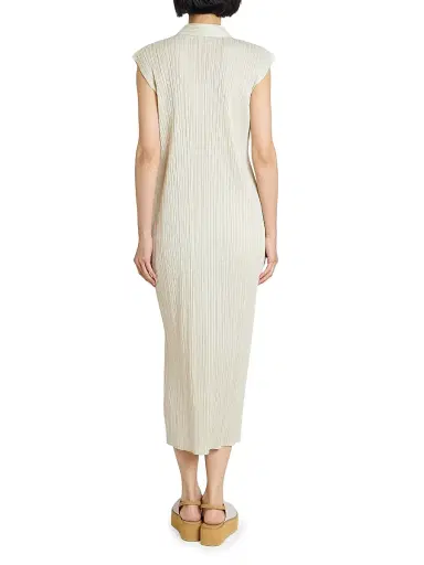 Pleats Please Issey Miyake Women's Monthly Colors: May Pleated Midi-Dress - Ivory - Size Large | Thumbnail 5 Pleats Please Issey Miyake Women's Monthly Colors: May Pleated Midi-Dress - Ivory - Size Large | Thumbnail 5