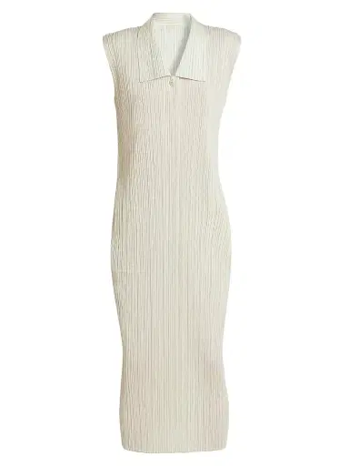 Pleats Please Issey Miyake Women's Monthly Colors: May Pleated Midi-Dress - Ivory - Size Large | Thumbnail 1 Pleats Please Issey Miyake Women's Monthly Colors: May Pleated Midi-Dress - Ivory - Size Large | Thumbnail 1