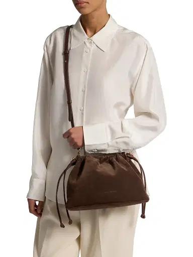 Strathberry Women's Charlotte Suede Drawstring Bag - Chocolate | Thumbnail 2