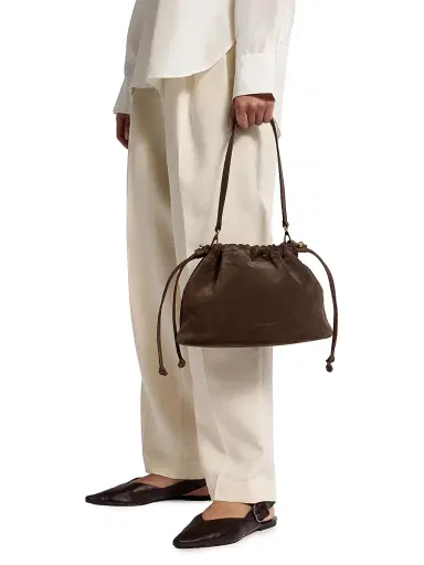 Strathberry Women's Charlotte Suede Drawstring Bag - Chocolate | Thumbnail 3