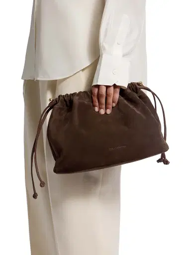 Strathberry Women's Charlotte Suede Drawstring Bag - Chocolate | Thumbnail 4