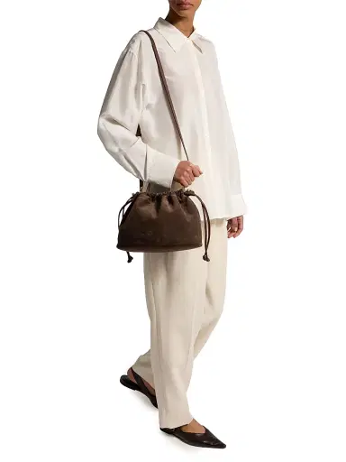 Strathberry Women's Charlotte Suede Drawstring Bag - Chocolate | Thumbnail 5