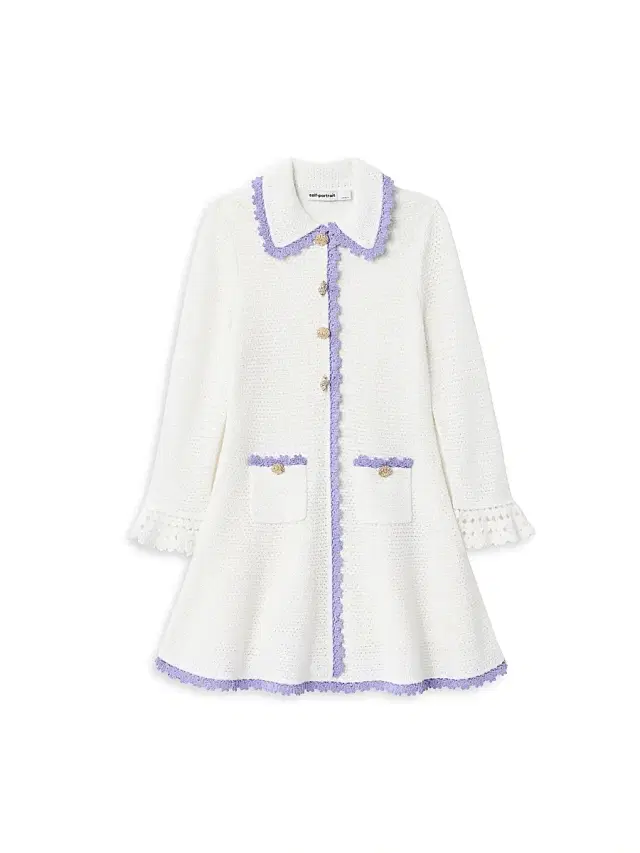 Self-Portrait Little Girl's & Girl's Pointelle Knit Contrast-Trim Dress - Cream