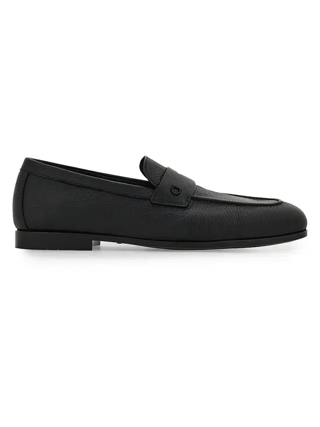 FERRAGAMO Men's Leather Penny Loafers - Nero