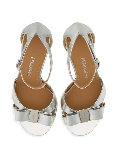 Ferragamo Women's Vara Bow 90MM Sandals - Silver - Size 11 | Thumbnail 4 Ferragamo Women's Vara Bow 90MM Sandals - Silver - Size 11 | Thumbnail 4