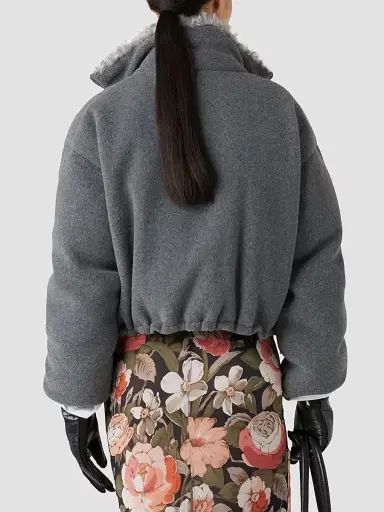 Miu Miu Women's Fleece Down Jacket - Grey - Size 8 | Thumbnail 4