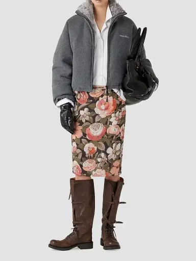 Miu Miu Women's Fleece Down Jacket - Grey - Size 8 | Thumbnail 7
