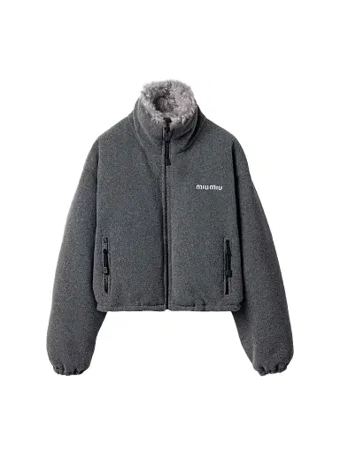 Miu Miu Women's Fleece Down Jacket - Grey - Size 8 | Thumbnail 1
