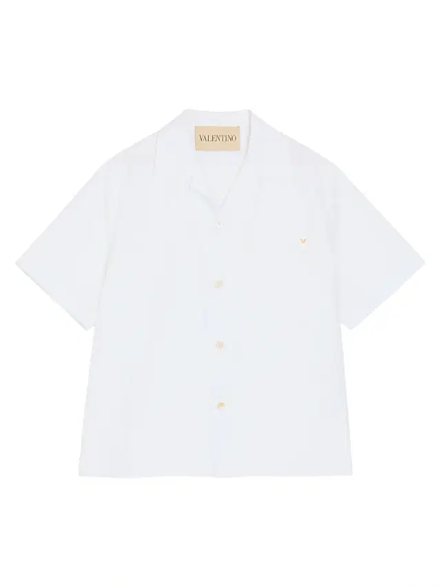 Men's Bowling Shirt in Cotton Poplin with VGold - White