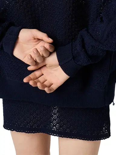 Miu Miu Women's Cotton Crochet and Suede Mini Skirt - Blue | Thumbnail 4 Miu Miu Women's Cotton Crochet and Suede Mini Skirt - Blue | Thumbnail 4