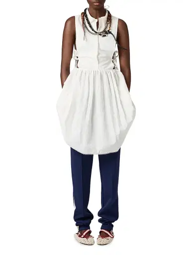 Miu Miu Women's Slubbed Poplin Dress - White - Size 2 | Thumbnail 2