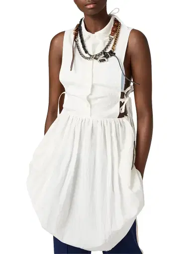 Miu Miu Women's Slubbed Poplin Dress - White - Size 2 | Thumbnail 3