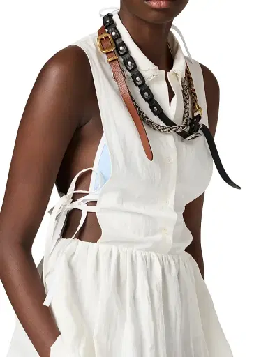 Miu Miu Women's Slubbed Poplin Dress - White - Size 2 | Thumbnail 5