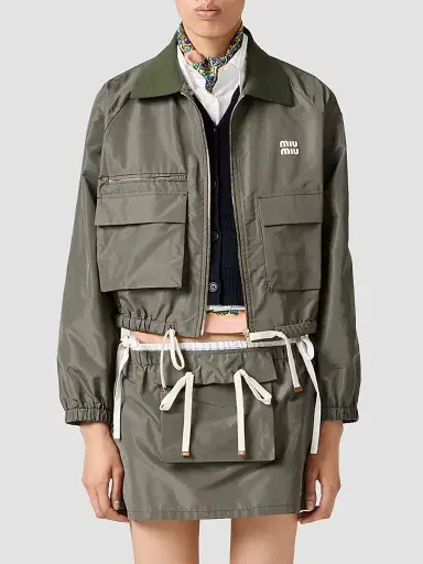 Miu Miu Women's Technical Fabric Blouson Jacket - Green - Size 6 | Thumbnail 2