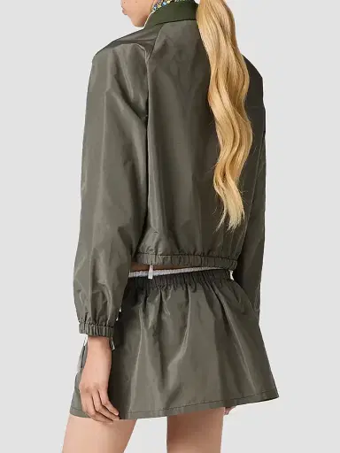 Miu Miu Women's Technical Fabric Blouson Jacket - Green - Size 6 | Thumbnail 3
