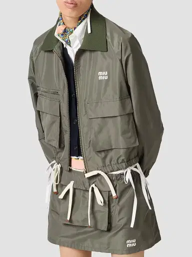 Miu Miu Women's Technical Fabric Blouson Jacket - Green - Size 6 | Thumbnail 4
