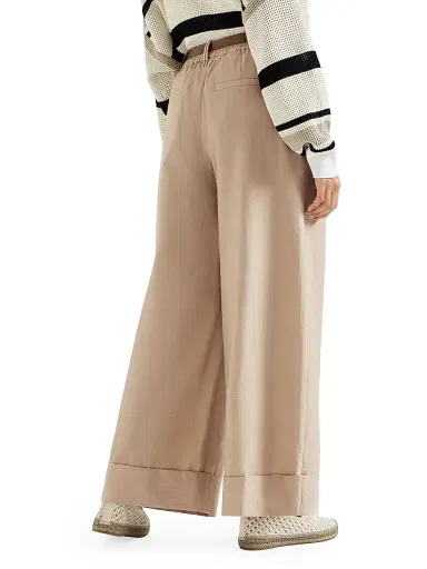 Brunello Cucinelli Women's Techno Cotton Poplin Boxy Pleated Trousers | Thumbnail 3 Brunello Cucinelli Women's Techno Cotton Poplin Boxy Pleated Trousers | Thumbnail 3
