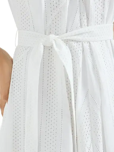 Brunello Cucinelli Women's Techno Cotton Poplin Broderie Anglaise Dress | Thumbnail 5 Brunello Cucinelli Women's Techno Cotton Poplin Broderie Anglaise Dress | Thumbnail 5