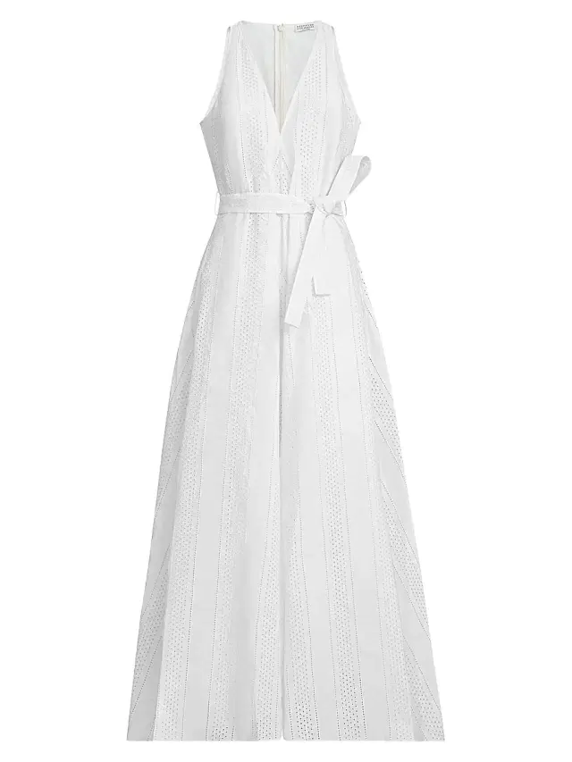 Brunello Cucinelli Women's Techno Cotton Poplin Broderie Anglaise Dress