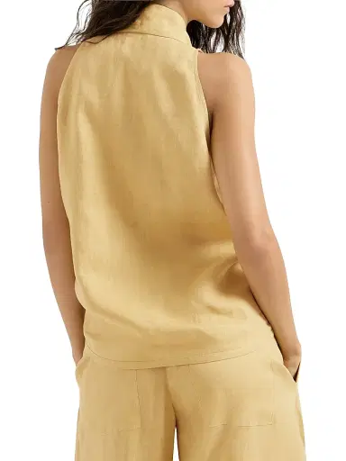 Brunello Cucinelli Women's Linen Wrap Effect Vest with Monili | Thumbnail 3
