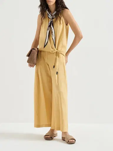 Brunello Cucinelli Women's Linen Wrap Effect Vest with Monili | Thumbnail 6