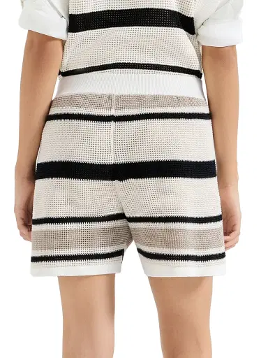 Brunello Cucinelli Women's Striped Cotton Net Knit Shorts - Panama | Thumbnail 3 Brunello Cucinelli Women's Striped Cotton Net Knit Shorts - Panama | Thumbnail 3