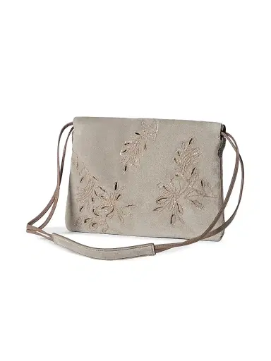 Brunello Cucinelli Women's Pouch Bag in Suede with Dazzling Broderie Anglaise and Monili | Thumbnail 3