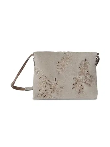 Brunello Cucinelli Women's Pouch Bag in Suede with Dazzling Broderie Anglaise and Monili | Thumbnail 1