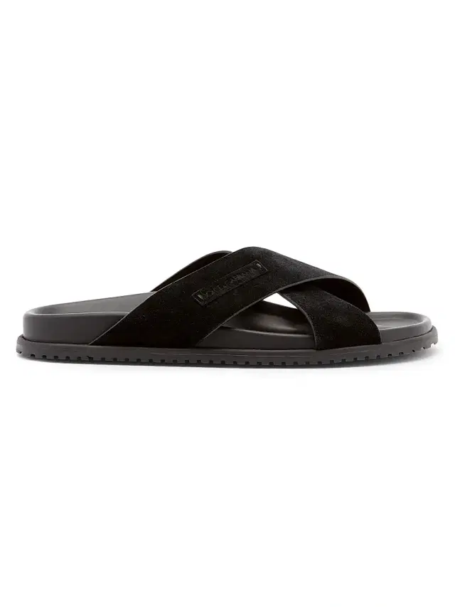 Men's Suede Crisscross Sandals - Black