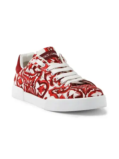Dolce & Gabbana Men's Majolica Canvas Low-Top Sneakers - Maiolica Rubino - Size 13 | Thumbnail 2