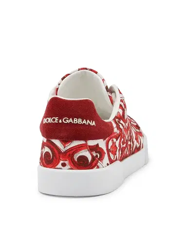 Dolce & Gabbana Men's Majolica Canvas Low-Top Sneakers - Maiolica Rubino - Size 13 | Thumbnail 3