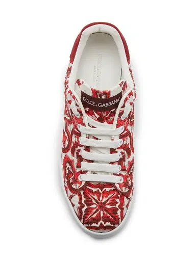 Dolce & Gabbana Men's Majolica Canvas Low-Top Sneakers - Maiolica Rubino - Size 13 | Thumbnail 4