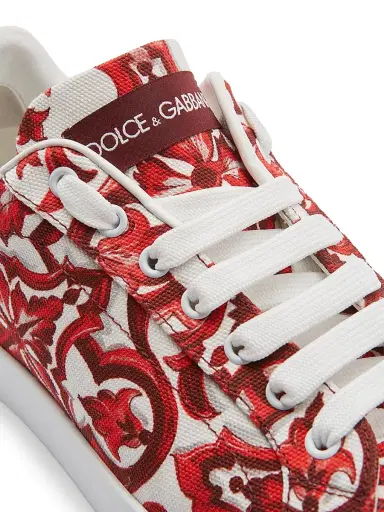 Dolce & Gabbana Men's Majolica Canvas Low-Top Sneakers - Maiolica Rubino - Size 13 | Thumbnail 5