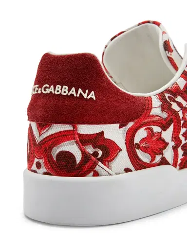 Dolce & Gabbana Men's Majolica Canvas Low-Top Sneakers - Maiolica Rubino - Size 13 | Thumbnail 6