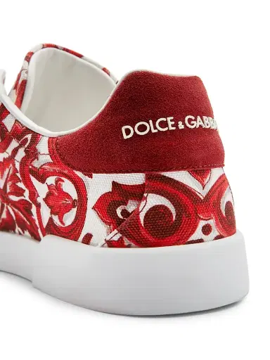 Dolce & Gabbana Men's Majolica Canvas Low-Top Sneakers - Maiolica Rubino - Size 13 | Thumbnail 7