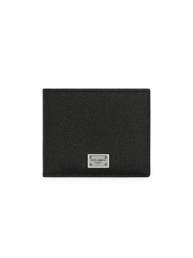 Men's Logo Leather Bifold Wallet - Nero