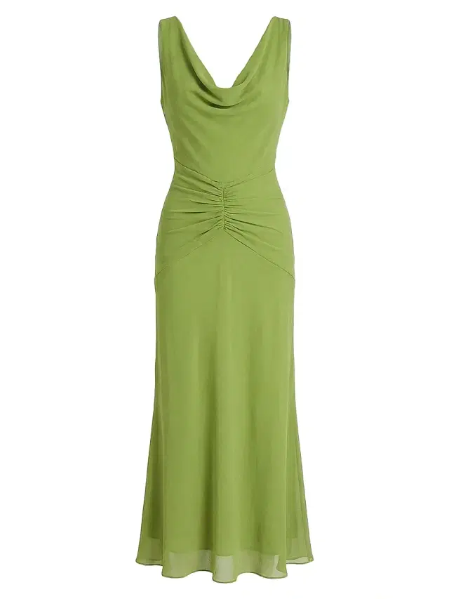 Women's Calia Ruched Georgette Maxi Dress - Leaf