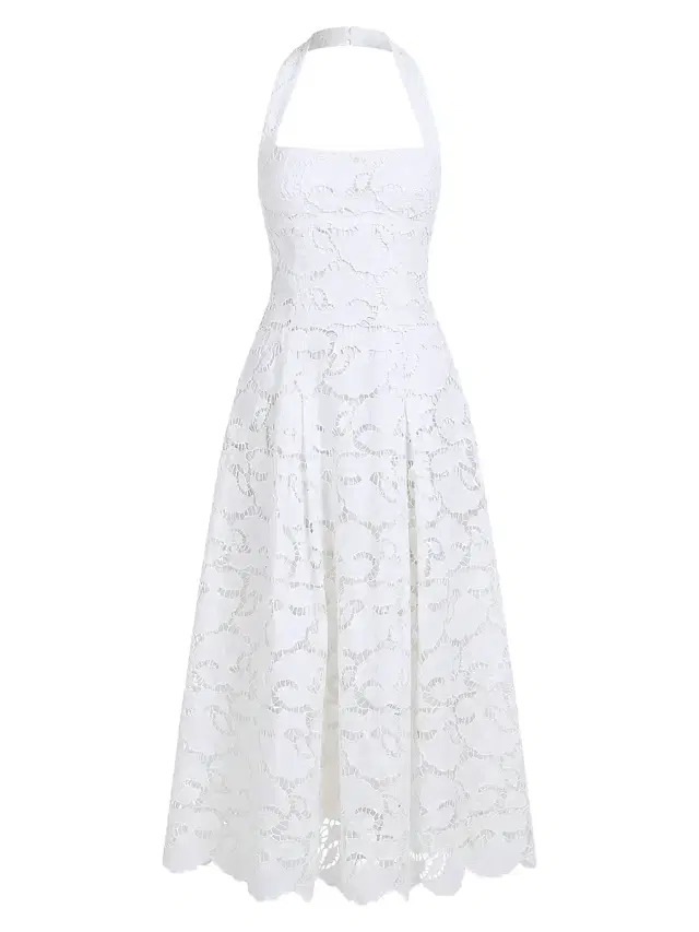 Nicholas the Label Women's Elisabeth Cotton Broderie Lace Halter Midi-Dress -