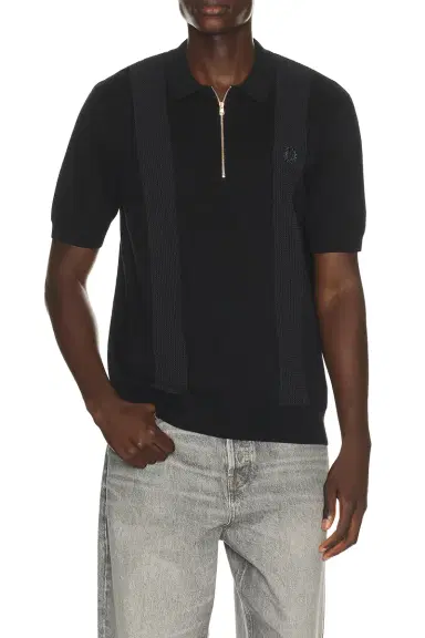 Fred Perry Panel Detail Knitted Polo | Thumbnail 1