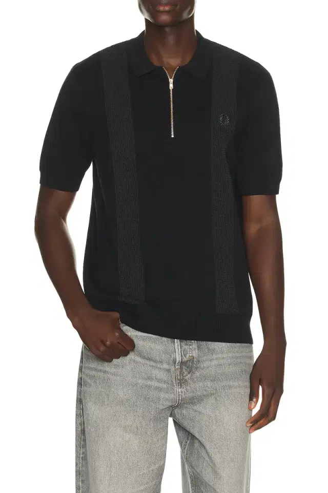 Panel Detail Knitted Polo