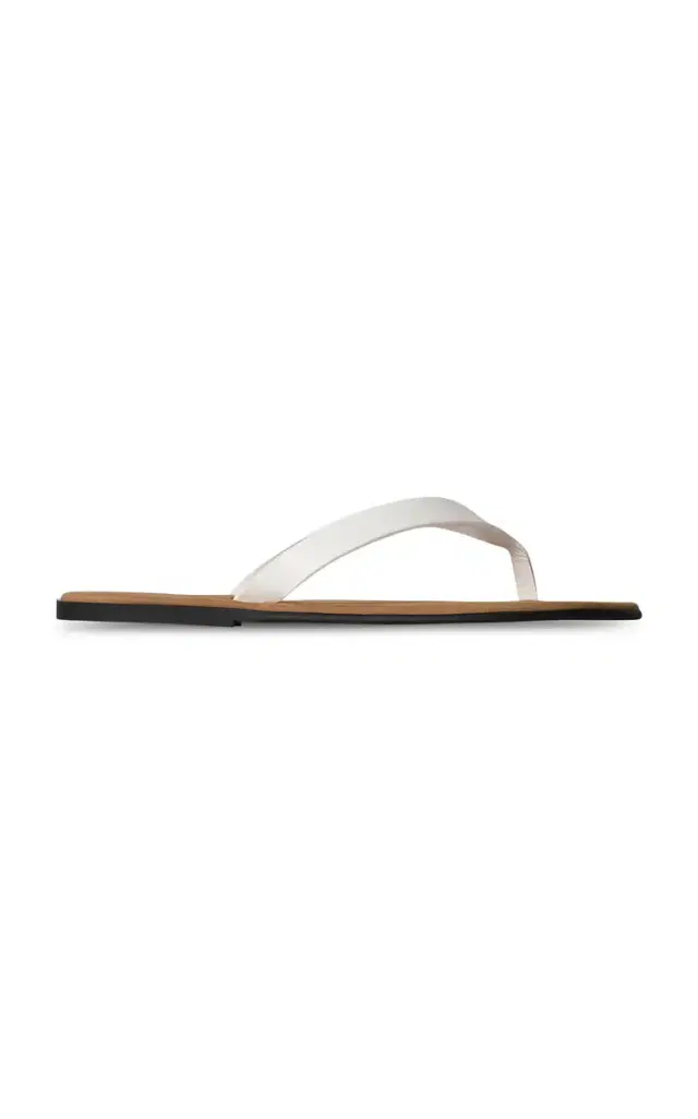 The Row Beach Leather Flip Flops