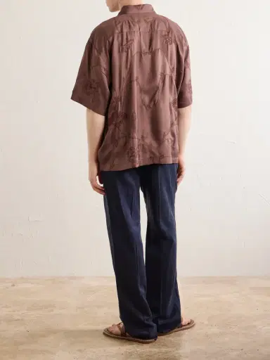 Kardo Rohit Convertible-Collar Floral-Embroidered Silk-Satin Shirt - Men | Thumbnail 4