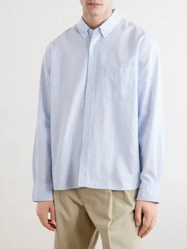 OFFICINE GÉNÉRALE Striped Cotton Oxford Shirt - Men | Thumbnail 3 OFFICINE GÉNÉRALE Striped Cotton Oxford Shirt - Men | Thumbnail 3