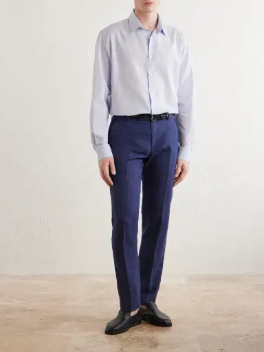 Sunspel Camp-Collar Cotton and Linen-Blend Shirt - Men | Thumbnail 2